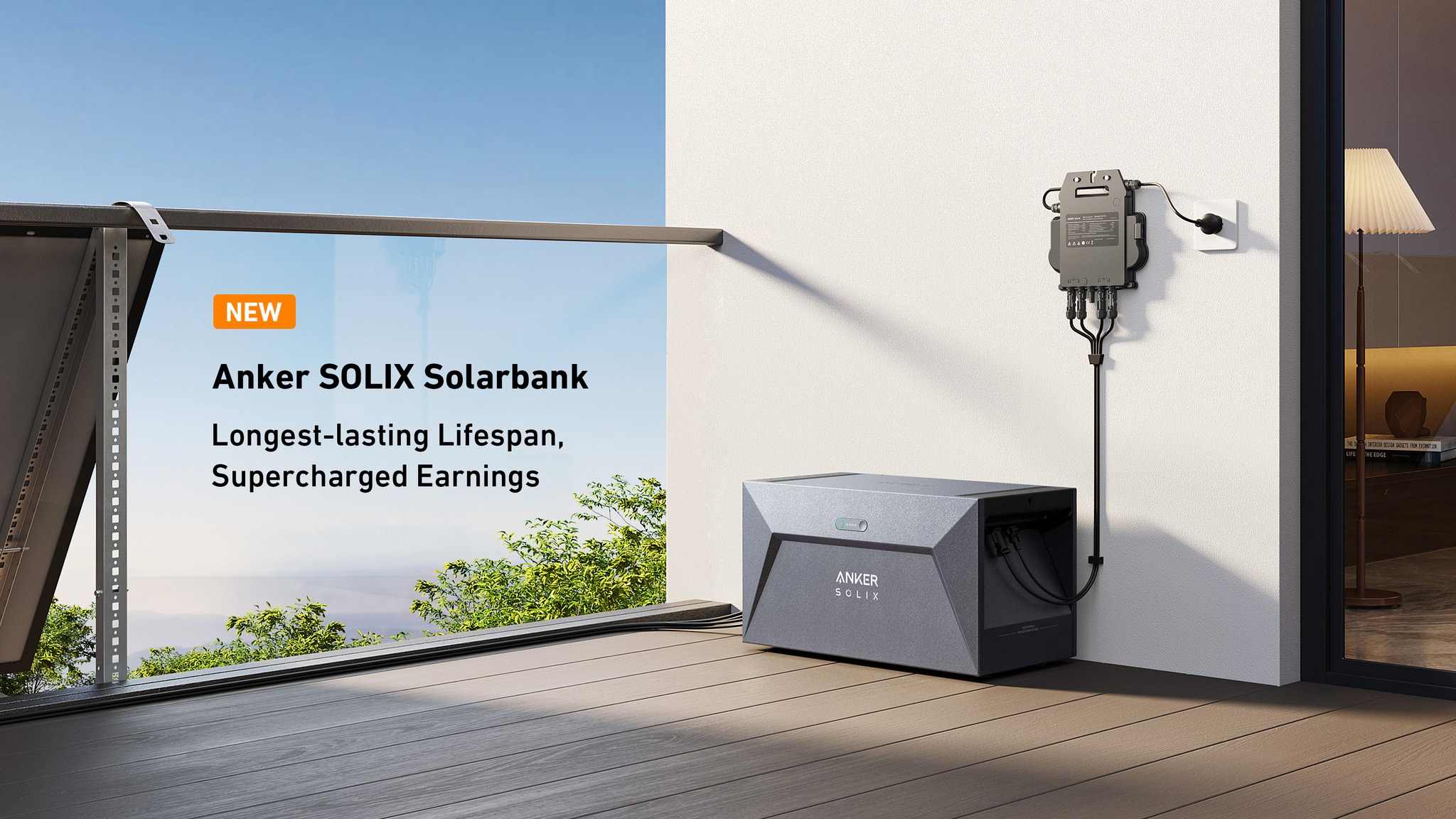 Bateria de varanda Anker Solarbank E1600 no armazém da Europa